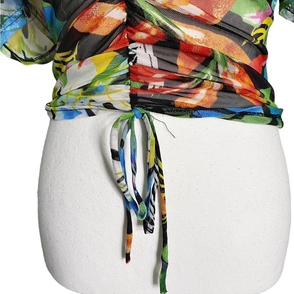 Touch Me Tropical Cropped Puffed Sleeve Top - Picture 6 of 10